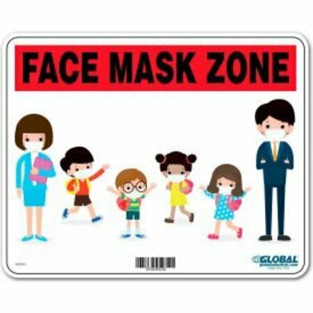 THE MAGNET GROUP GEC&#8482; Face Mask Zone Sign, 10"W x 8''H, Plastic CP005829